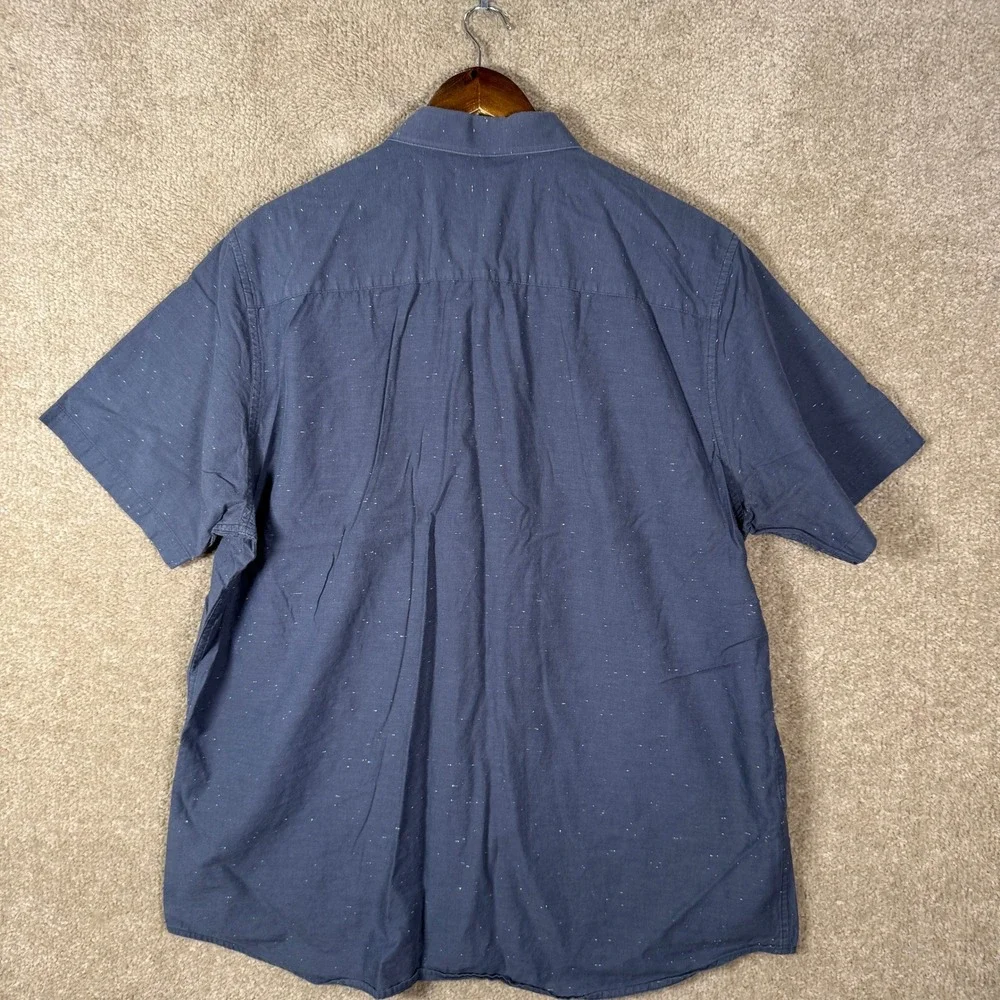TravisMathew Button Down Shirt Mens XXL Blue USA Flag Logo Short Sleeve Golf